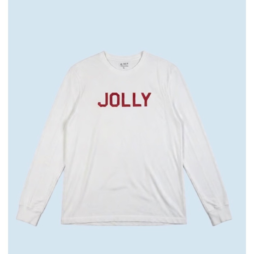 J.Crew Long Sleeve Jolly White Holiday Christmas‎ Graphic T-Shirt Top M